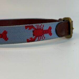 Smathers & Branson LobsterNeedlepoint Belt Leather Size 30 USA Preppy Nautical